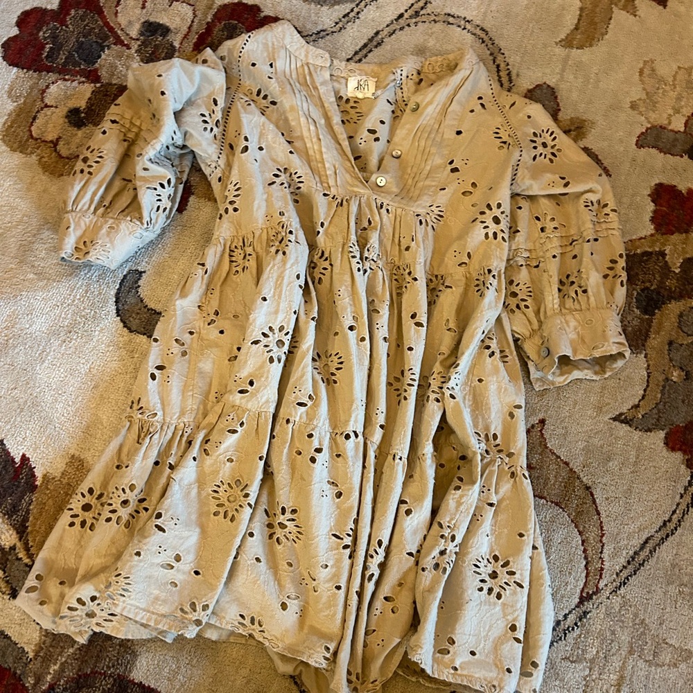 Eyelet Tan Dress